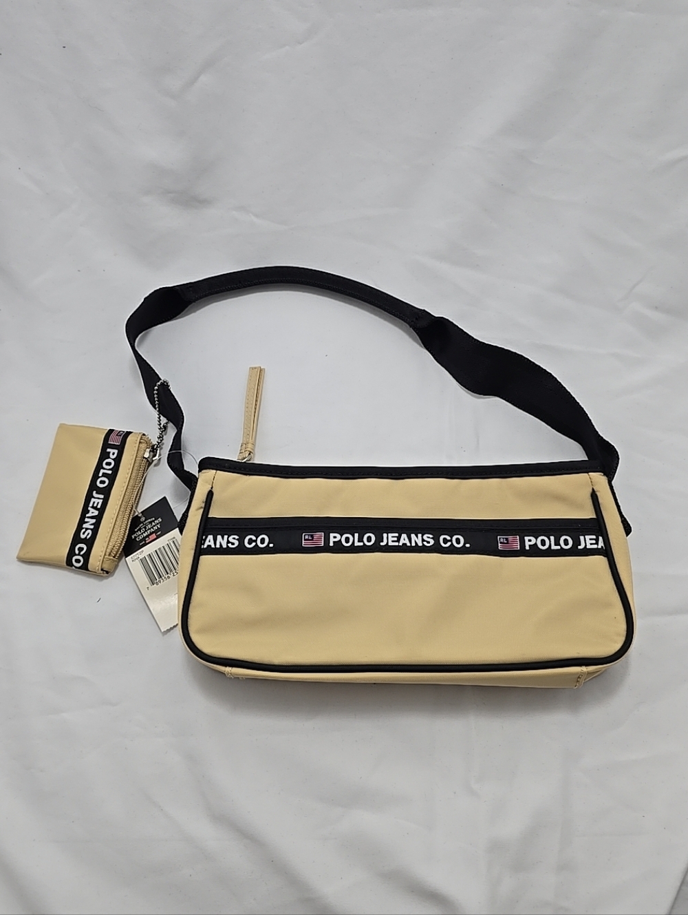NWT Ralph Lauren Polo Jeans Company Vintage Nylon Shoulder Bag Coin Purse Khaki